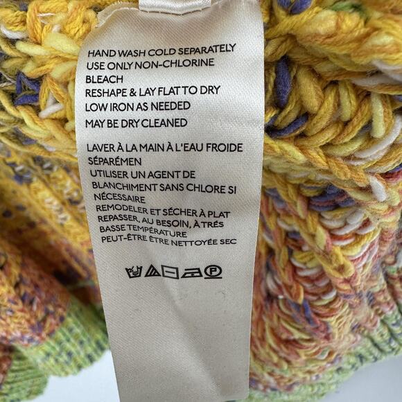 Free People Cardigan Sweater Womens Large Multicolor Open Knit Boho Pockets - Picture 7 of 9